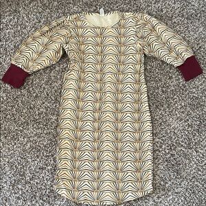 Kate Quinn XS Geometric Patterned Dress with Burgundy Accents